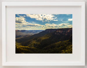 james-ratliff-framed-prints-blue-mounatains-white-frame