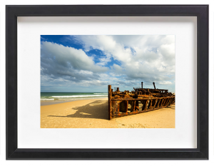 james-ratliff-framed-prints-fraser-island-shipwreck-black-frame